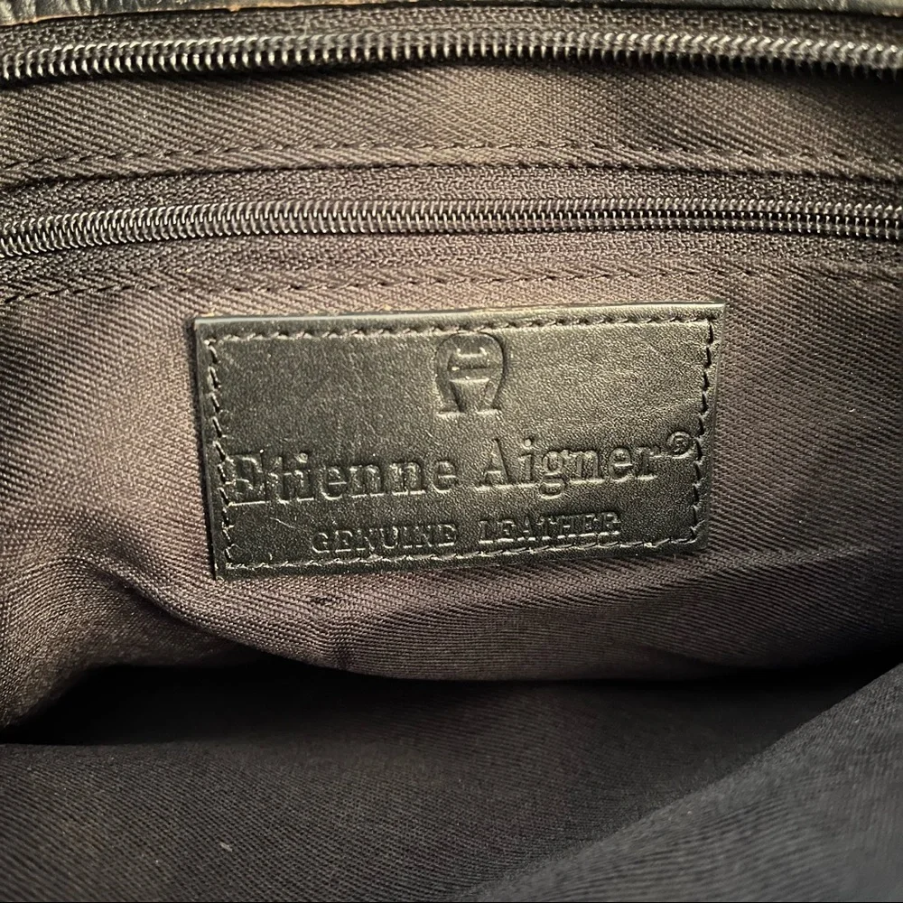 Vintage Etienne Aigner Black White Leather Handbag - Picture 7 of 10